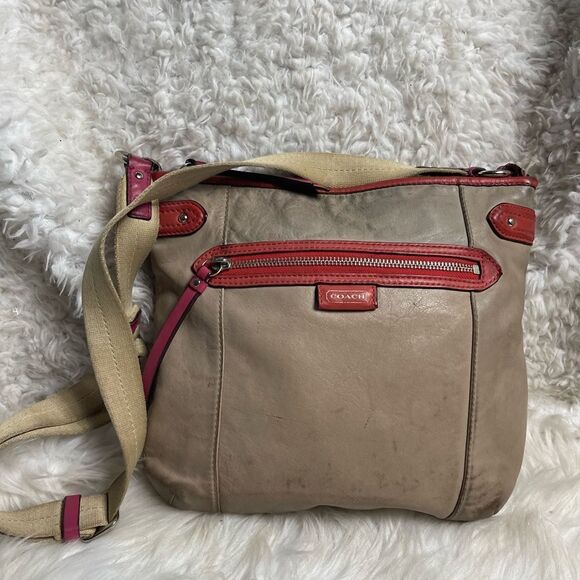 Coach  Daisy LEATHER Sand and orange medium Shoulder bag.silver tone hardwares - Picture 6 of 16